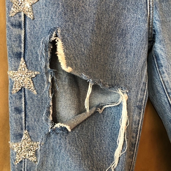 LF | CARMAR Alexander Ezra Rhinestone Star Side Stripe Distressed Jeans Size 24 - Picture 8 of 16